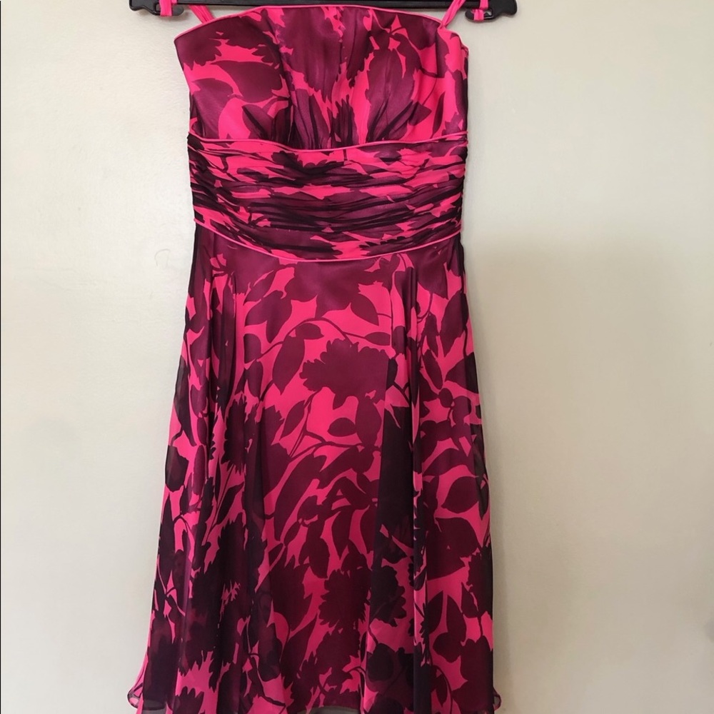 Pink and maroon knee-length dress